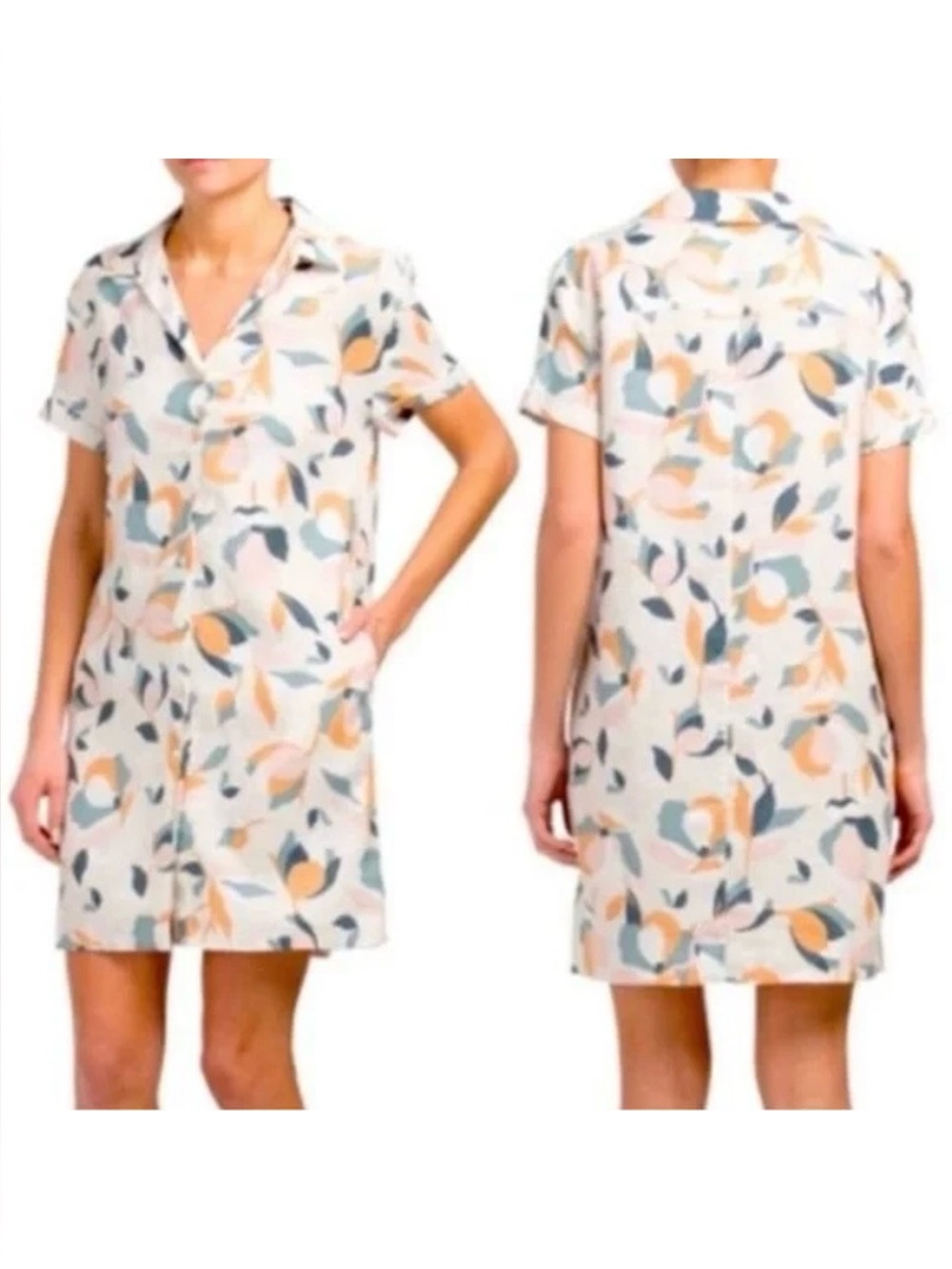 Rachel Zoe 100% Linen Shirt Dress Short Sleeves Breathable Day Dress Summer Med